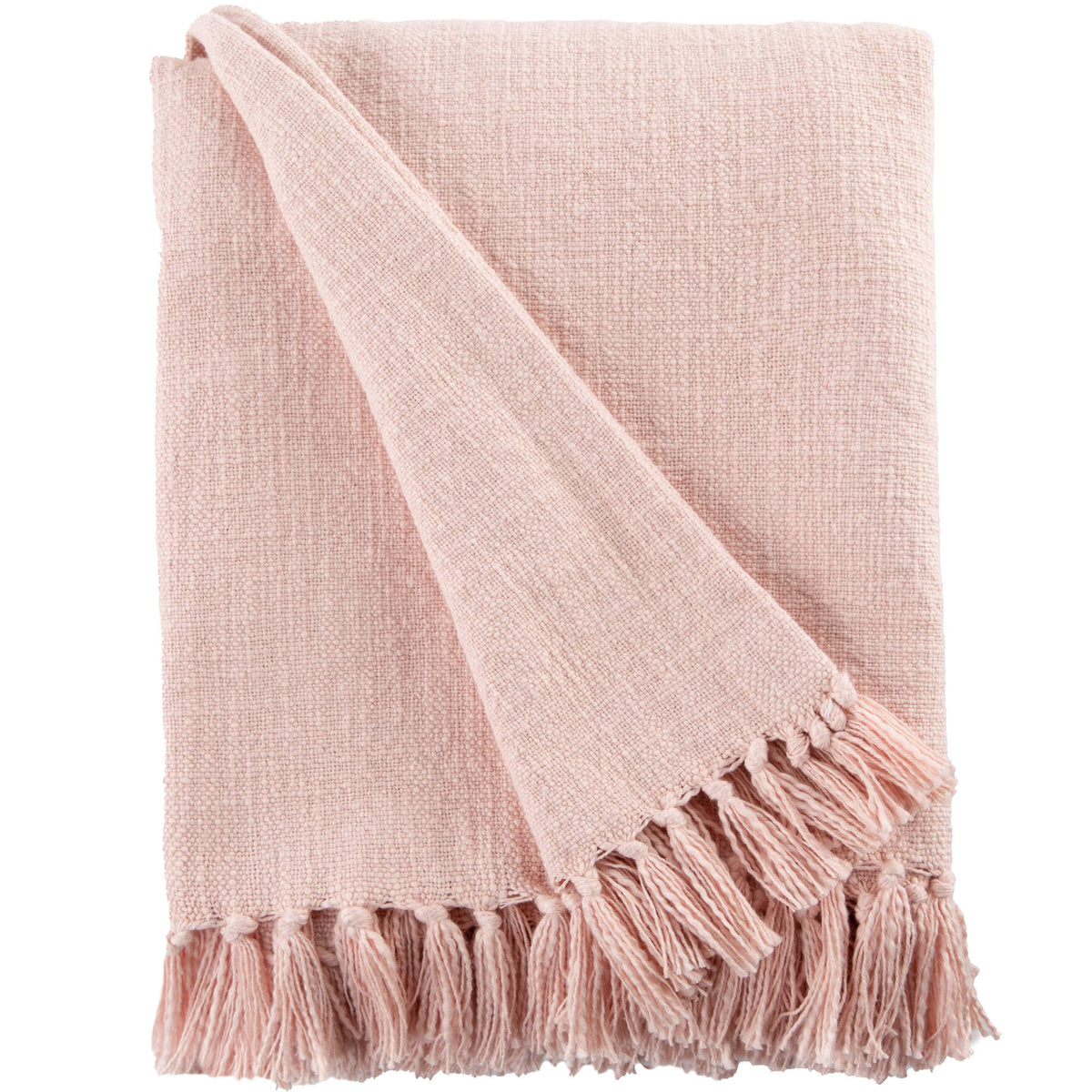 Sticky Toffee Woven Cotton Slub Throw Blanket with Fringe, 50" x 60"