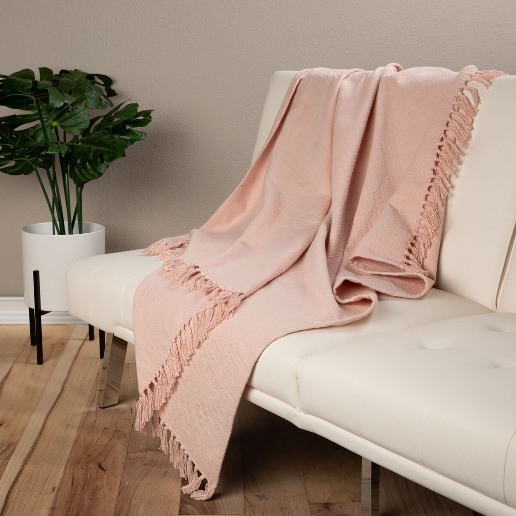 Sticky Toffee Woven Cotton Slub Throw Blanket with Fringe, 50" x 60"