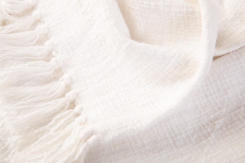 Sticky Toffee Woven Cotton Slub Throw Blanket with Fringe, 50" x 60"