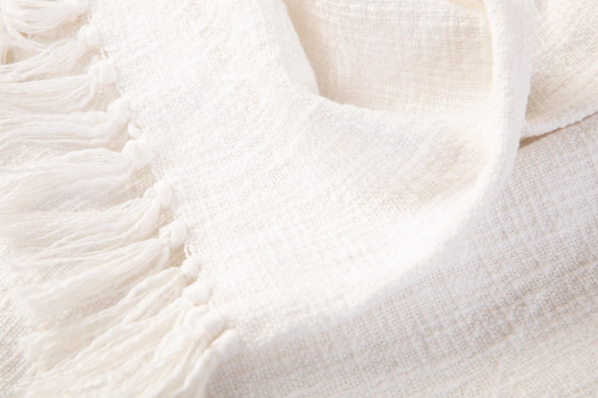 Sticky Toffee Woven Cotton Slub Throw Blanket with Fringe, 50" x 60"