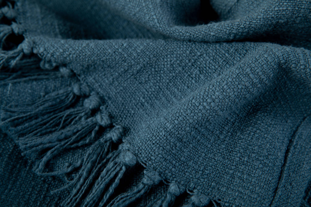 Sticky Toffee Woven Cotton Slub Throw Blanket with Fringe, 50" x 60"