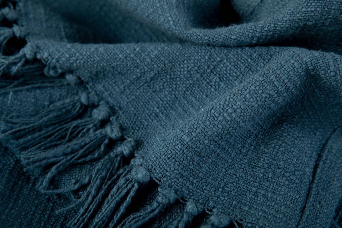 Sticky Toffee Woven Cotton Slub Throw Blanket with Fringe, 50" x 60"