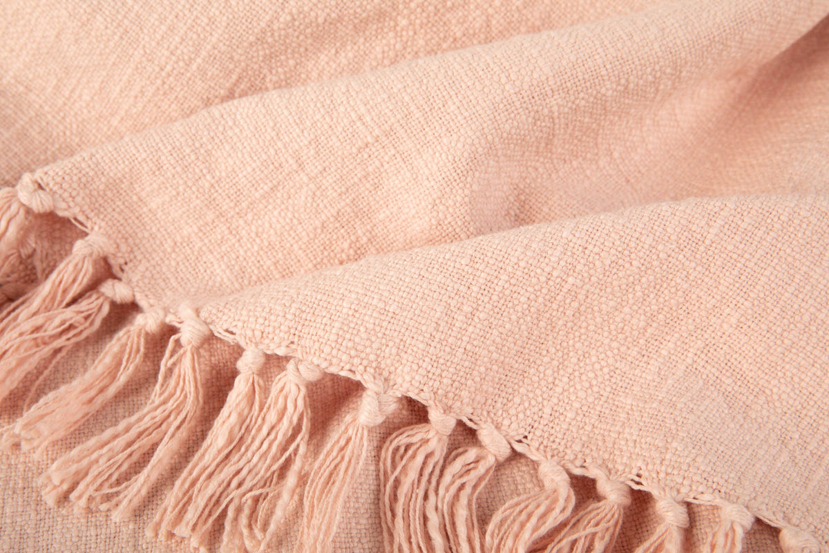 Sticky Toffee Woven Cotton Slub Throw Blanket with Fringe, 50" x 60"