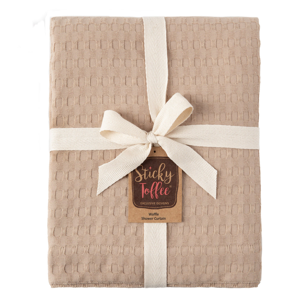 Sticky Toffee Woven Waffle Weave Fabric Shower Curtain, 72" x 72"