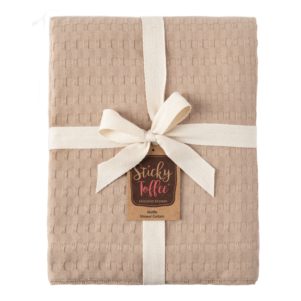 Sticky Toffee Woven Waffle Weave Fabric Shower Curtain, 72" x 72"