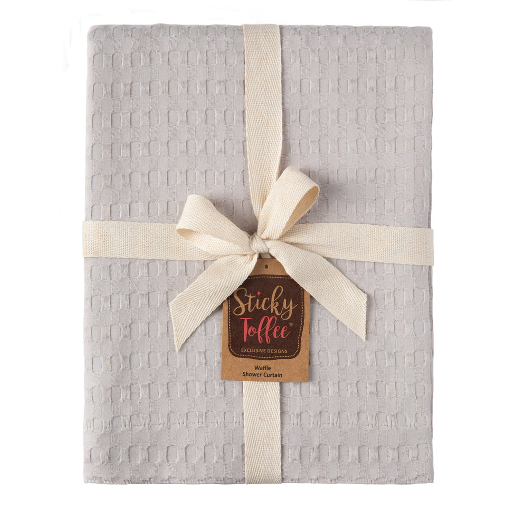 Sticky Toffee Woven Waffle Weave Fabric Shower Curtain, 72" x 72"