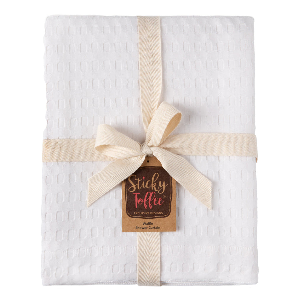 Sticky Toffee Woven Waffle Weave Fabric Shower Curtain, 72" x 72"