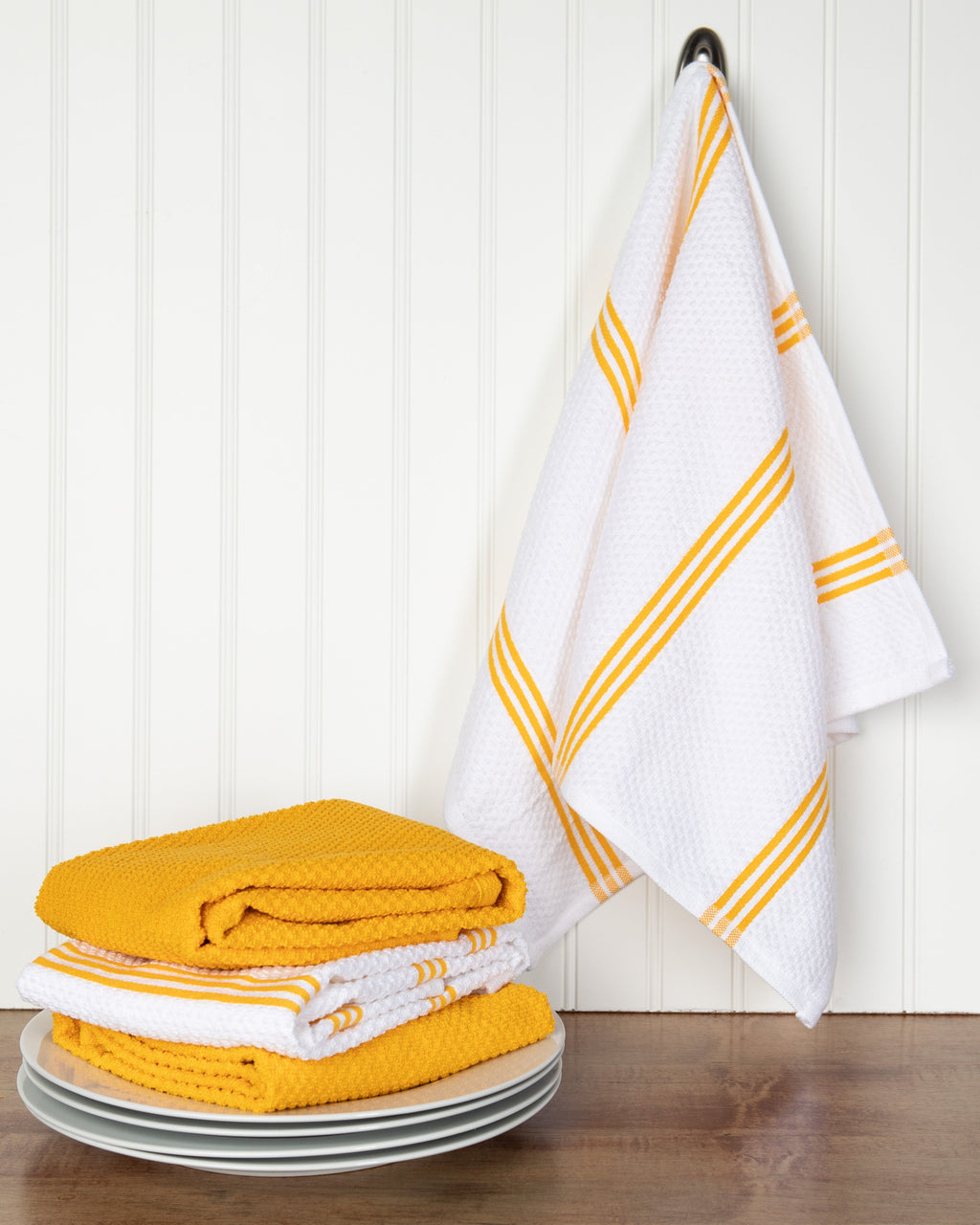 Sticky Toffee Cotton Terry Kitchen Dish Towel, Striped, 4 Pack, 28" x 16"