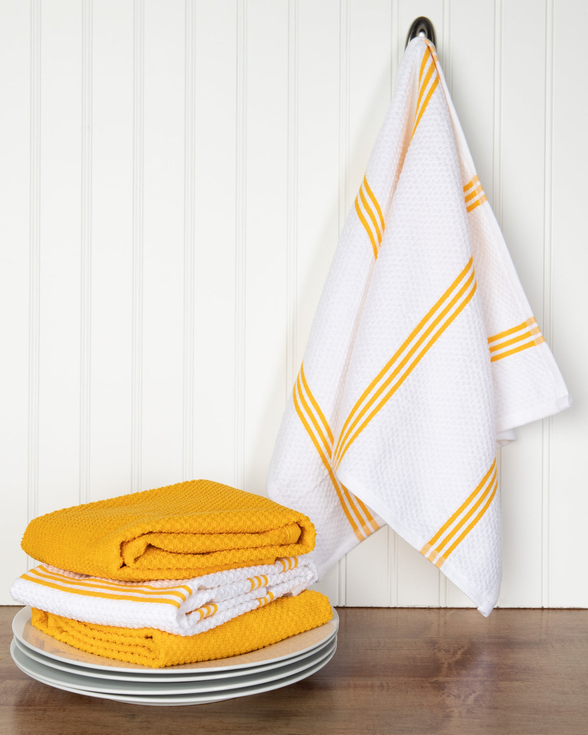 Sticky Toffee Cotton Terry Kitchen Dish Towel, Striped, 4 Pack, 28" x 16"