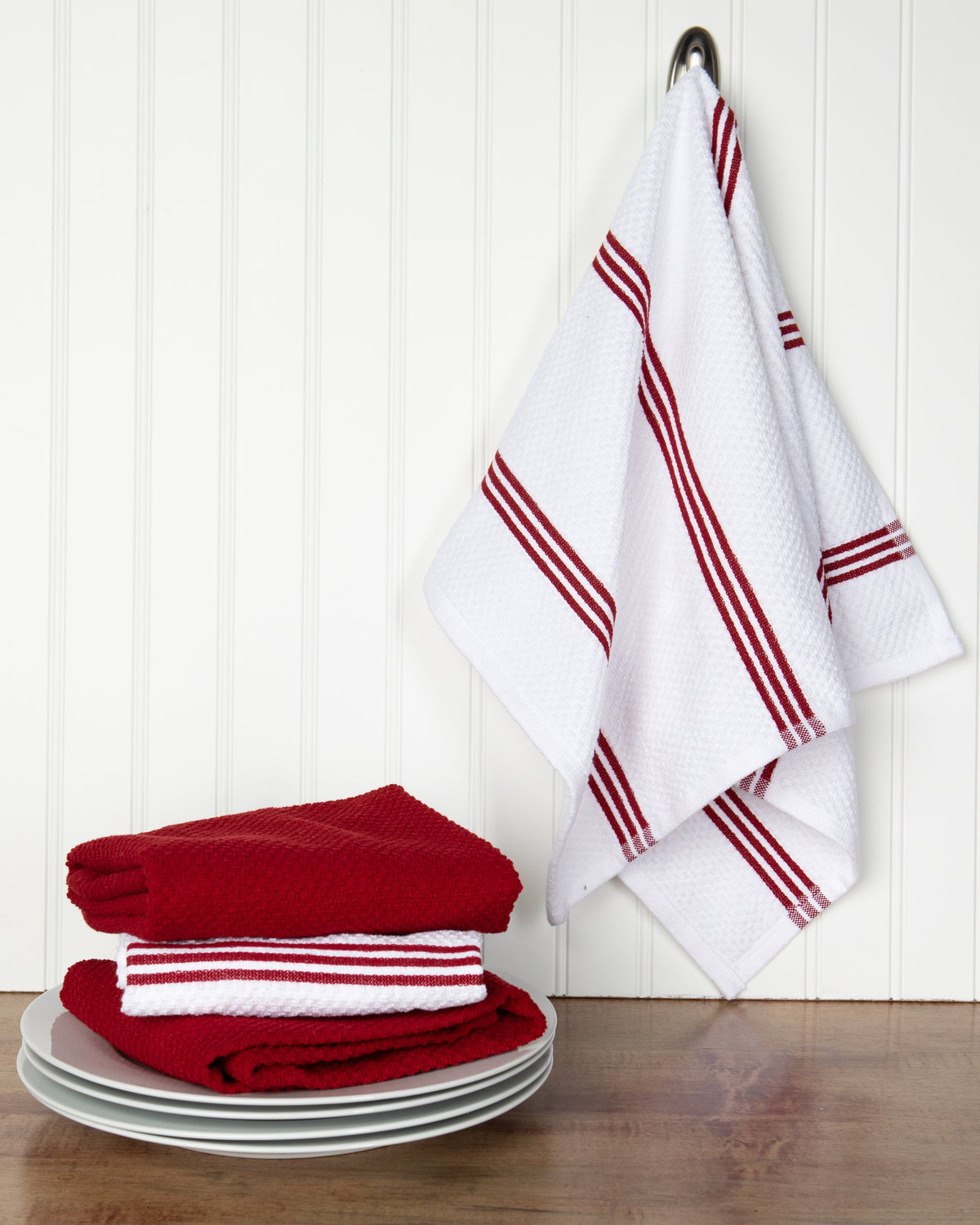 Sticky Toffee Cotton Terry Kitchen Dish Towel, Striped, 4 Pack, 28" x 16"