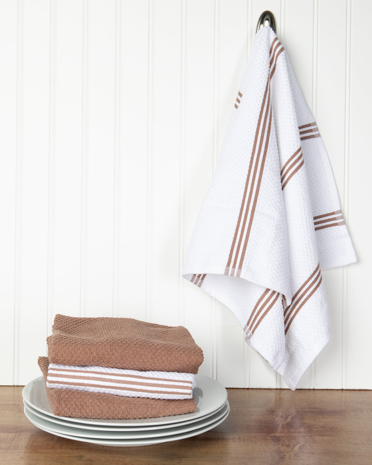 Sticky Toffee Cotton Terry Kitchen Dish Towel, Striped, 4 Pack, 28" x 16"
