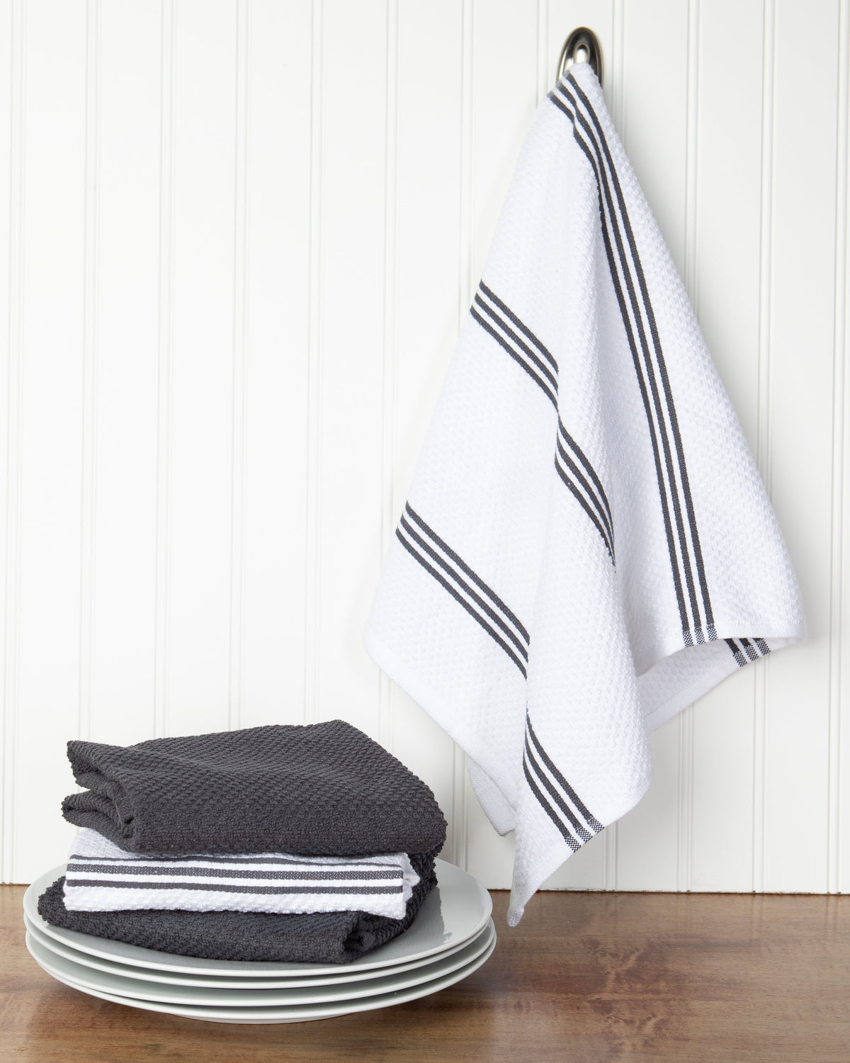 Sticky Toffee Cotton Terry Kitchen Dish Towel, Striped, 4 Pack, 28" x 16"