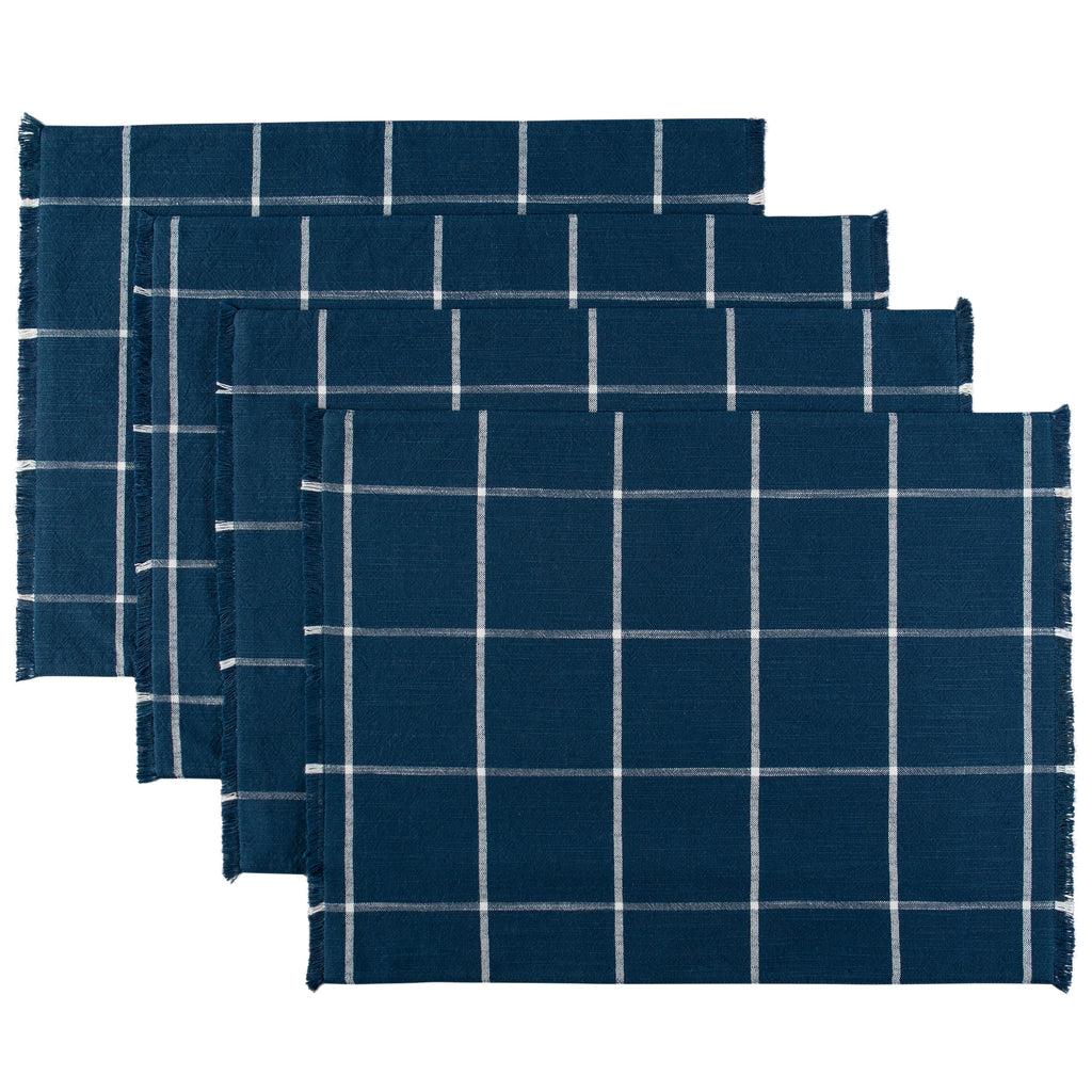 Sticky Toffee Yarn Dyed Farmhouse Plaid Placemat Set, 4 Pack, 14" x 19"