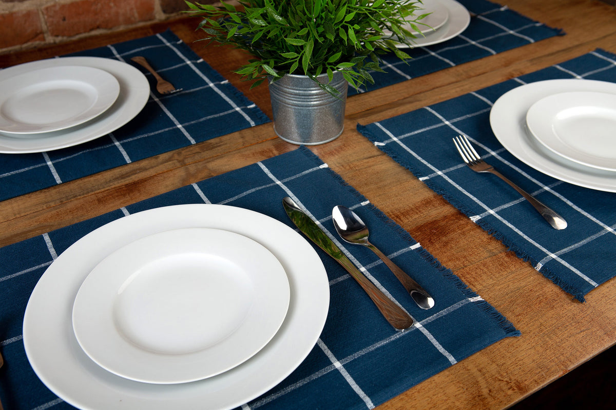 Sticky Toffee Yarn Dyed Farmhouse Plaid Placemat Set, 4 Pack, 14" x 19"