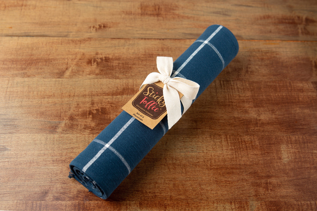 Sticky Toffee Yarn Dyed Farmhouse Plaid Placemat Set, 4 Pack, 14" x 19"