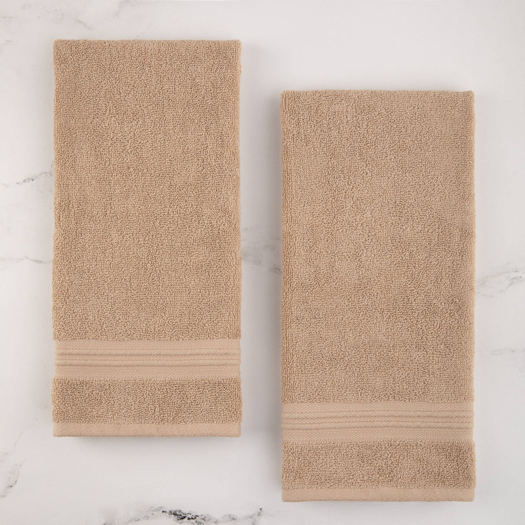 Sticky Toffee Terry Cotton Hand Towels Set, 2 pack, 16" x 28"