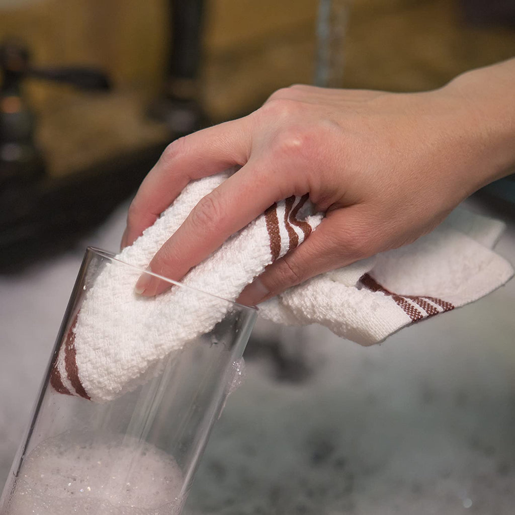 Sticky Toffee Cotton Terry Kitchen Dishcloth, Striped, 8 Pack, 12" x 12"