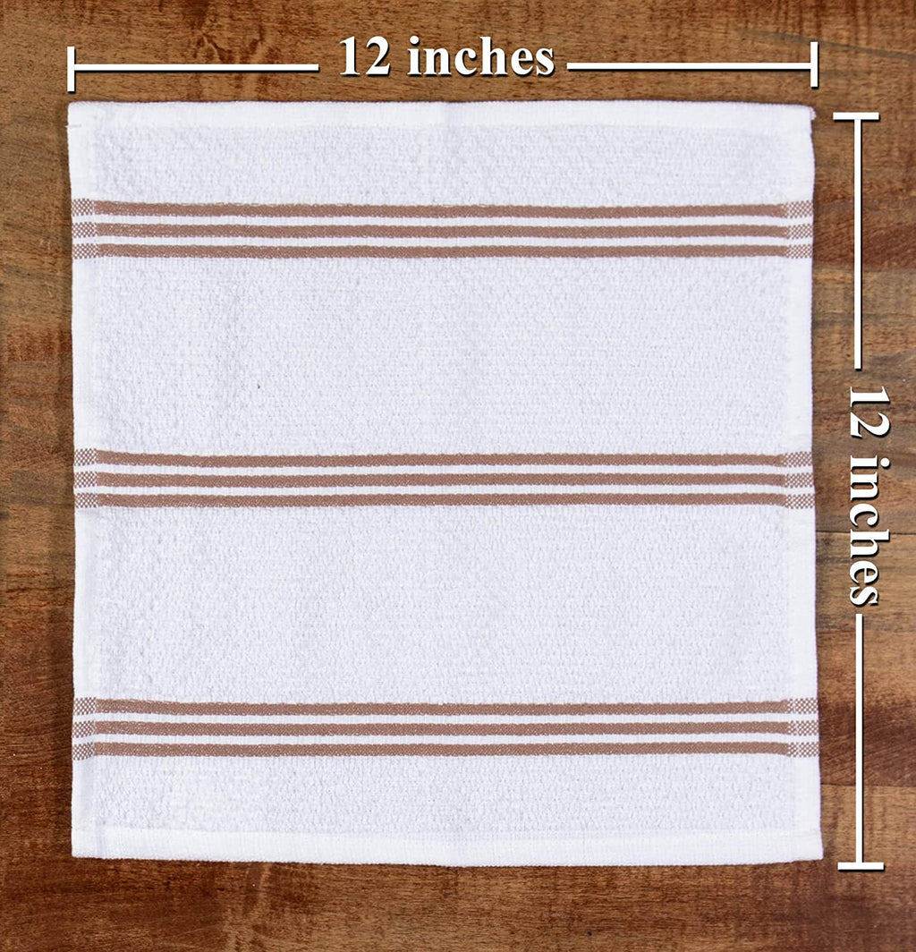 Sticky Toffee Cotton Terry Kitchen Dishcloth, Striped, 8 Pack, 12" x 12"