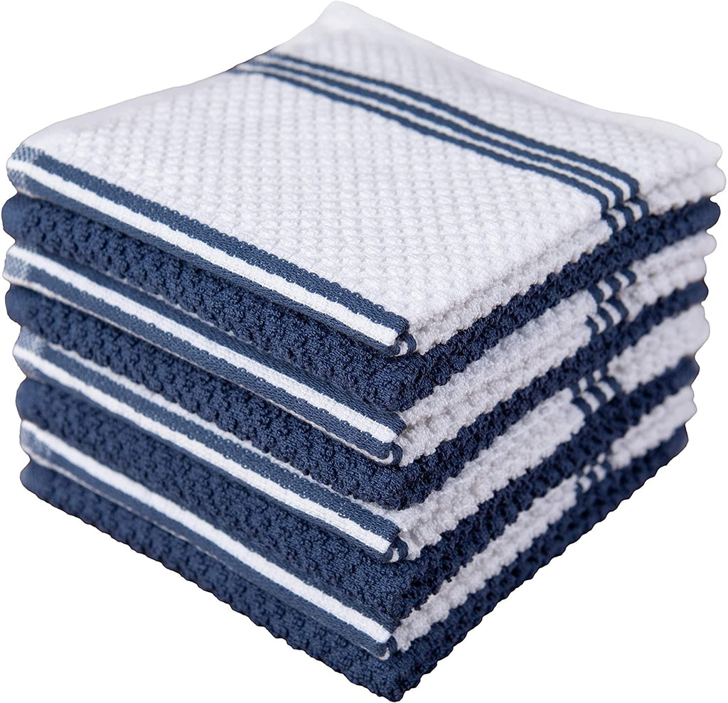 Sticky Toffee Cotton Terry Kitchen Dishcloth, Striped, 8 Pack, 12" x 12"
