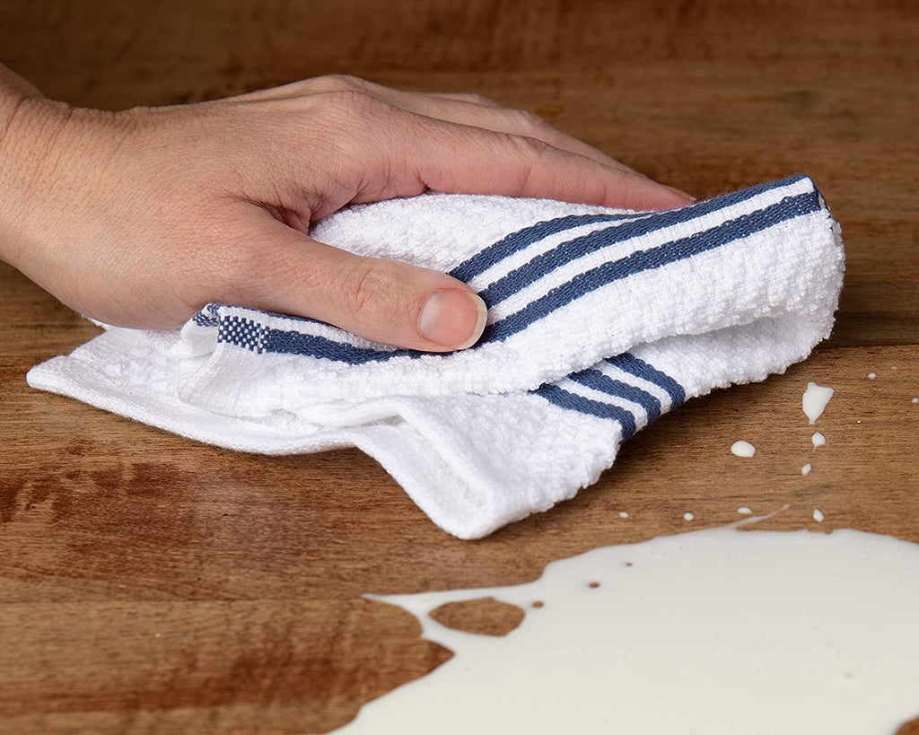Sticky Toffee Cotton Terry Kitchen Dishcloth, Striped, 8 Pack, 12" x 12"