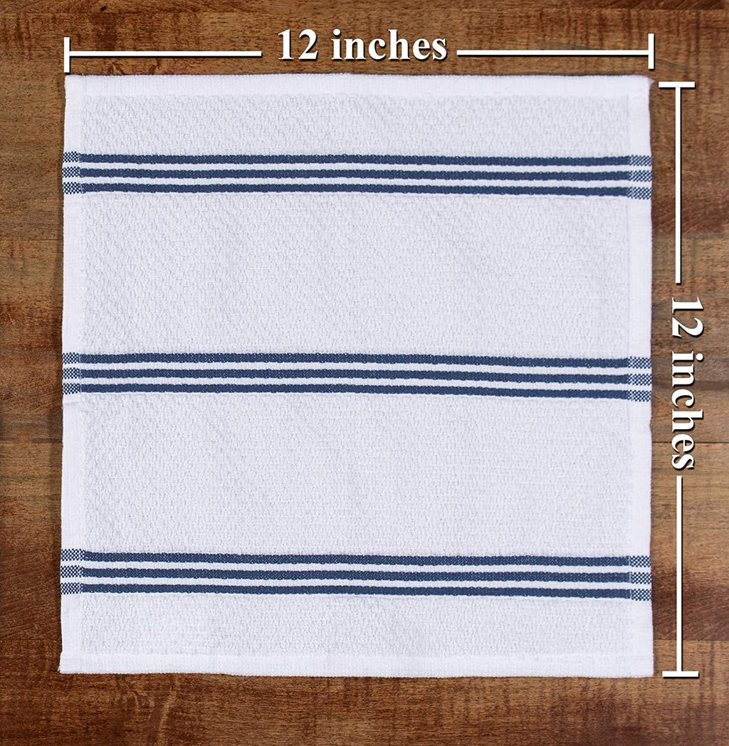 Sticky Toffee Cotton Terry Kitchen Dishcloth, Striped, 8 Pack, 12" x 12"