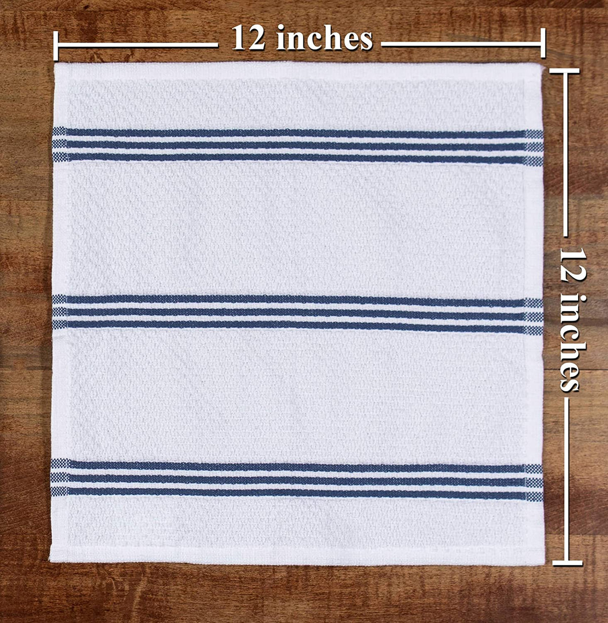 Sticky Toffee Cotton Terry Kitchen Dishcloth, Striped, 8 Pack, 12" x 12"
