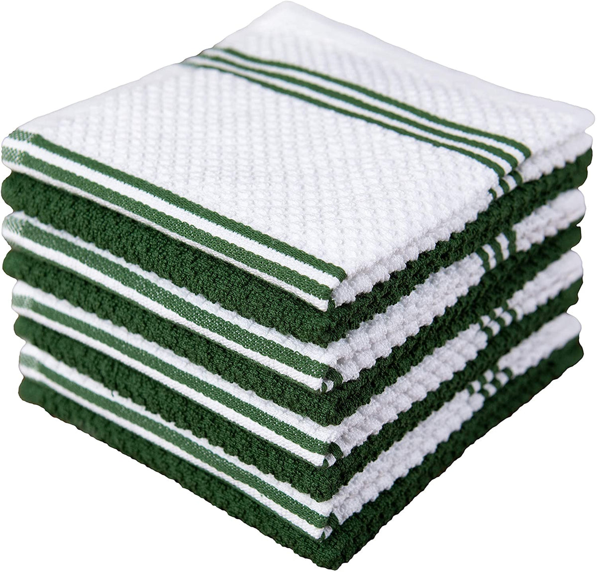 Sticky Toffee Cotton Terry Kitchen Dishcloth, Striped, 8 Pack, 12" x 12"