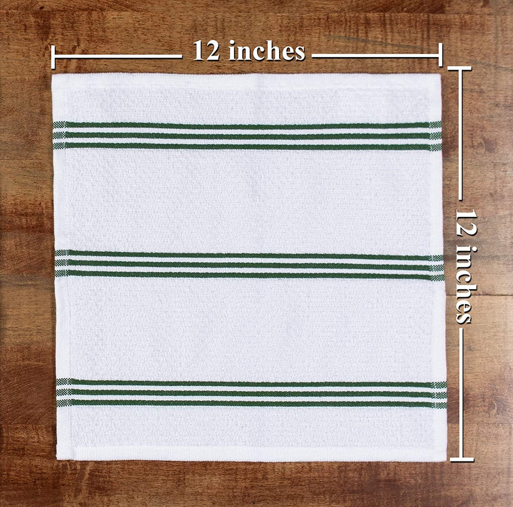 Sticky Toffee Cotton Terry Kitchen Dishcloth, Striped, 8 Pack, 12" x 12"