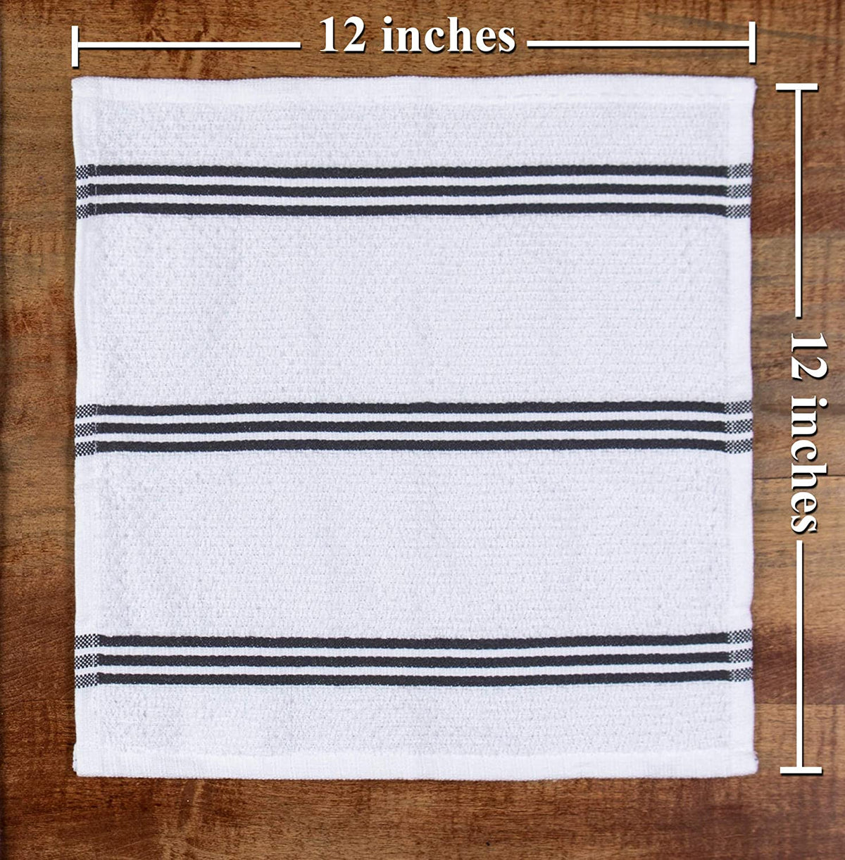 Sticky Toffee Cotton Terry Kitchen Dishcloth, Striped, 8 Pack, 12" x 12"