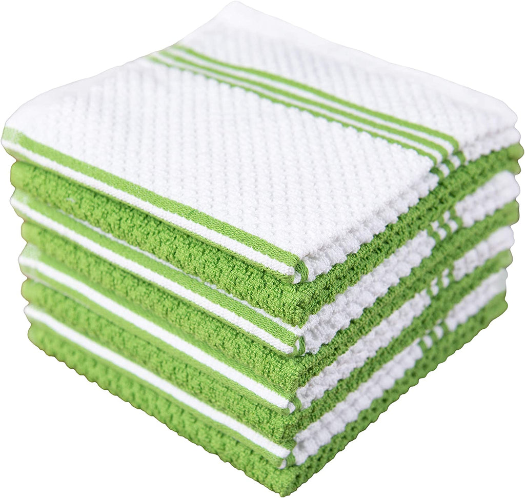 Sticky Toffee Cotton Terry Kitchen Dishcloth, Striped, 8 Pack, 12" x 12"