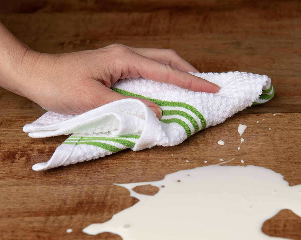 Sticky Toffee Cotton Terry Kitchen Dishcloth, Striped, 8 Pack, 12" x 12"
