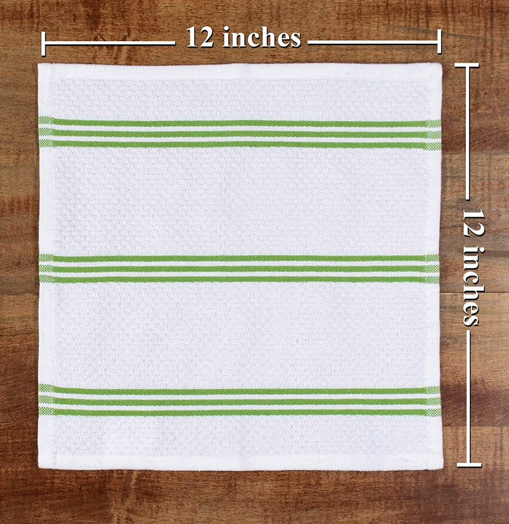 Sticky Toffee Cotton Terry Kitchen Dishcloth, Striped, 8 Pack, 12" x 12"