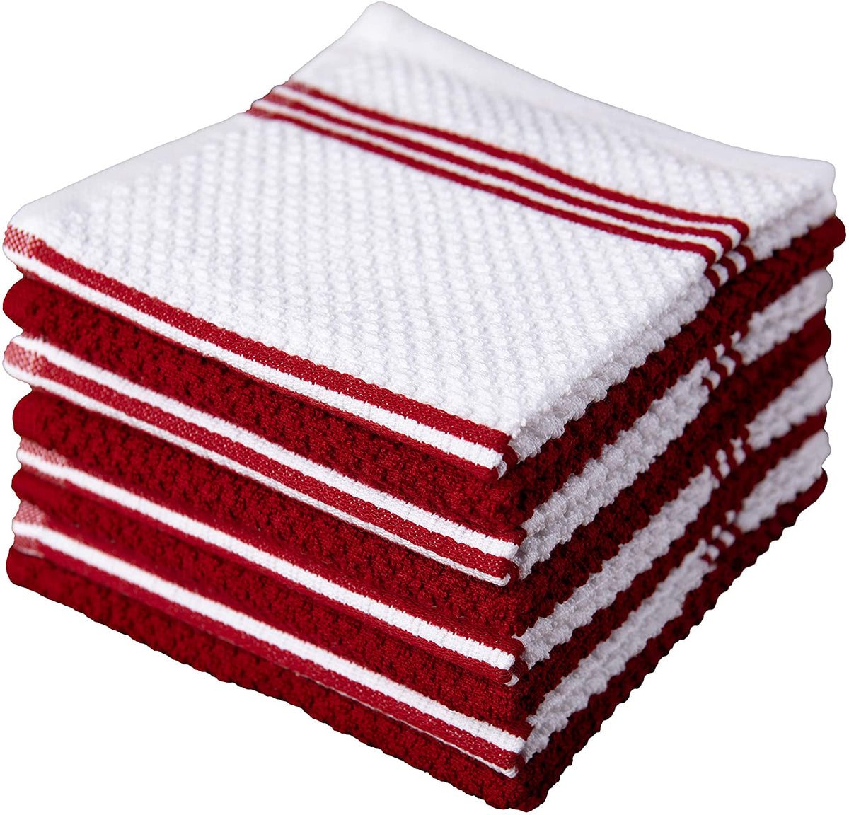 Sticky Toffee Cotton Terry Kitchen Dishcloth, Striped, 8 Pack, 12" x 12"