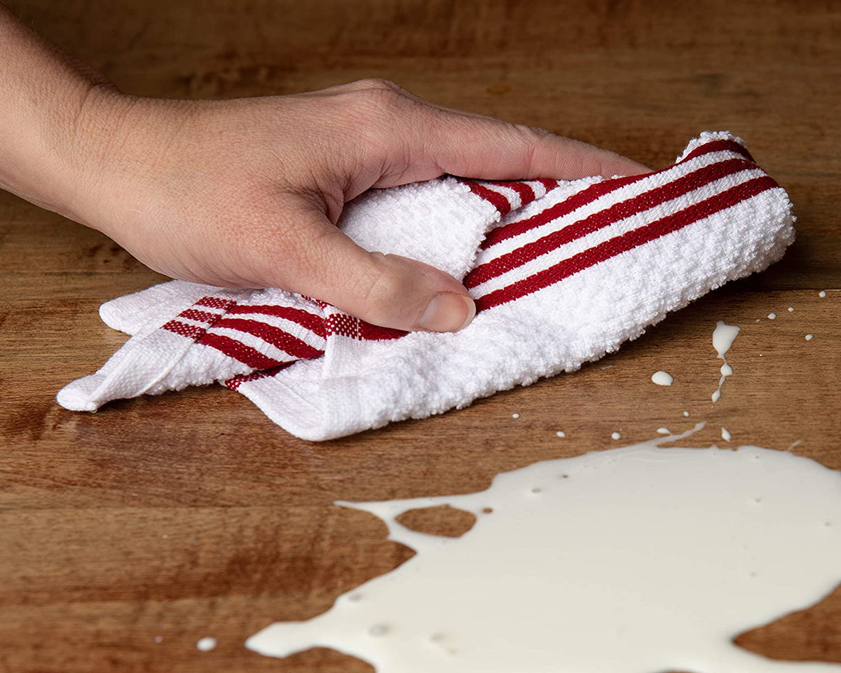Sticky Toffee Cotton Terry Kitchen Dishcloth, Striped, 8 Pack, 12" x 12"