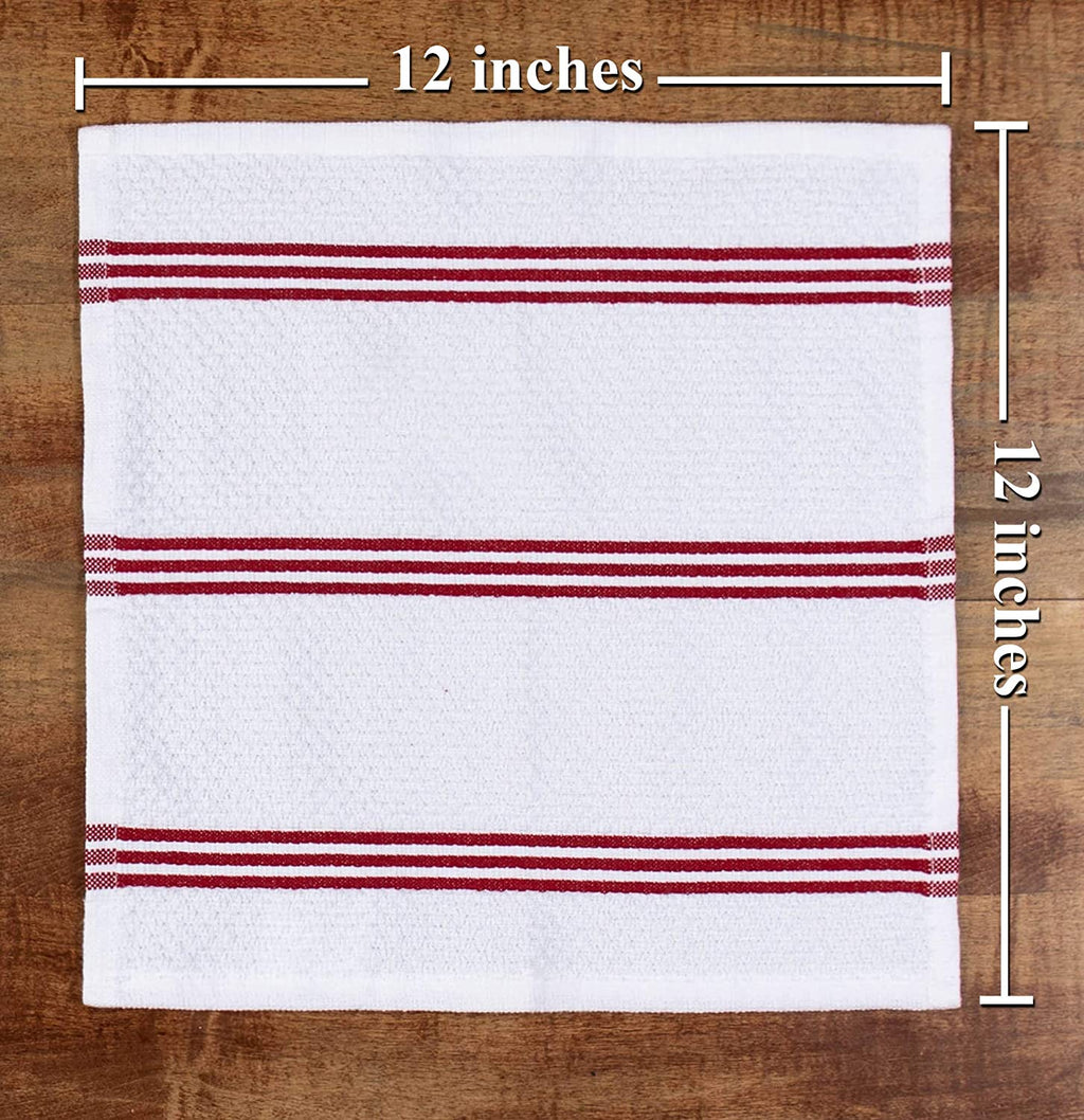 Sticky Toffee Cotton Terry Kitchen Dishcloth, Striped, 8 Pack, 12" x 12"