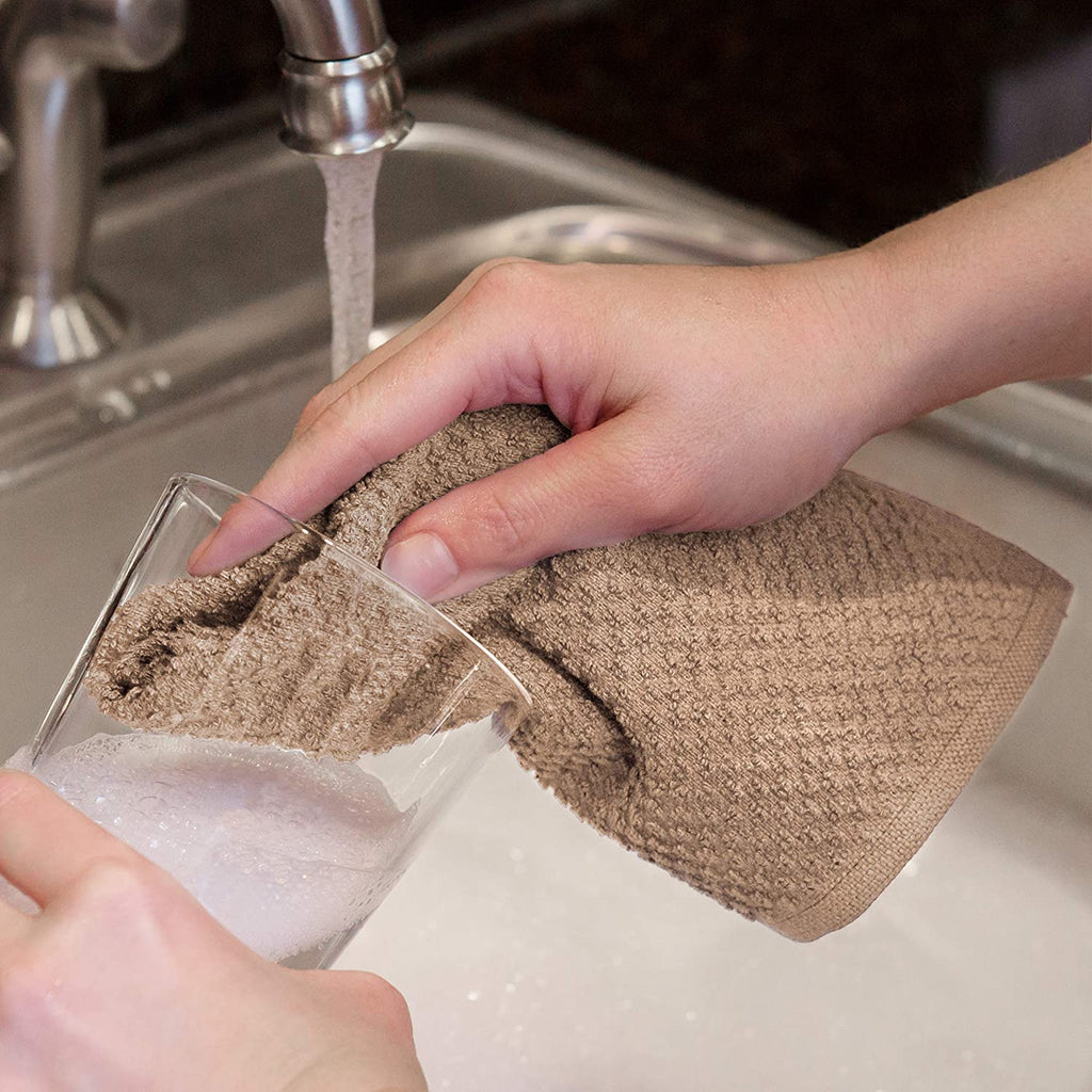 Sticky Toffee Cotton Terry Kitchen Dishcloth, Striped, 8 Pack, 12" x 12"