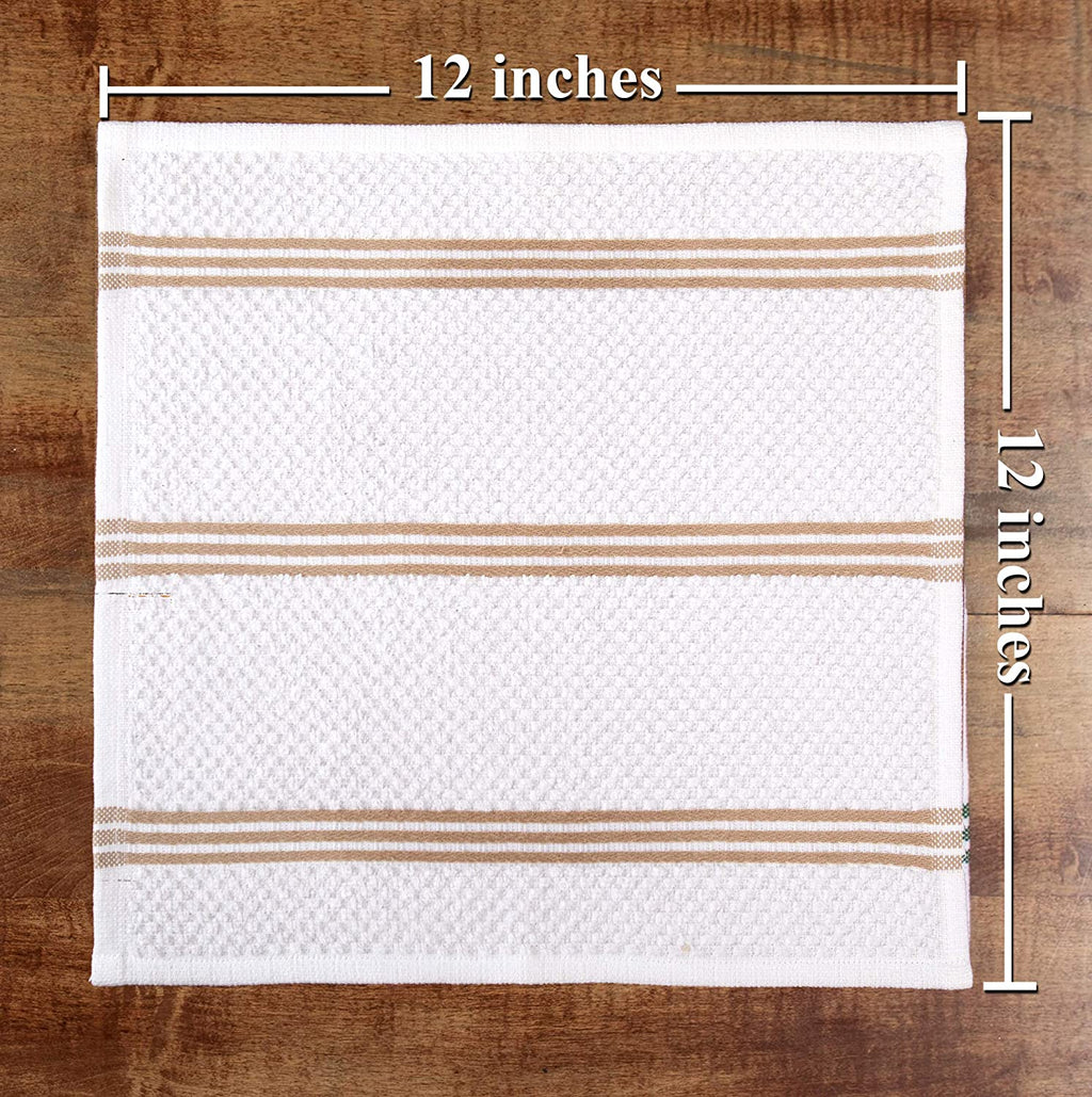 Sticky Toffee Cotton Terry Kitchen Dishcloth, Striped, 8 Pack, 12" x 12"