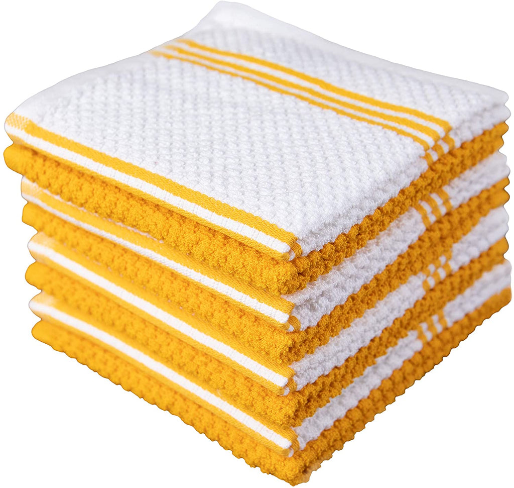 Sticky Toffee Cotton Terry Kitchen Dishcloth, Striped, 8 Pack, 12" x 12"