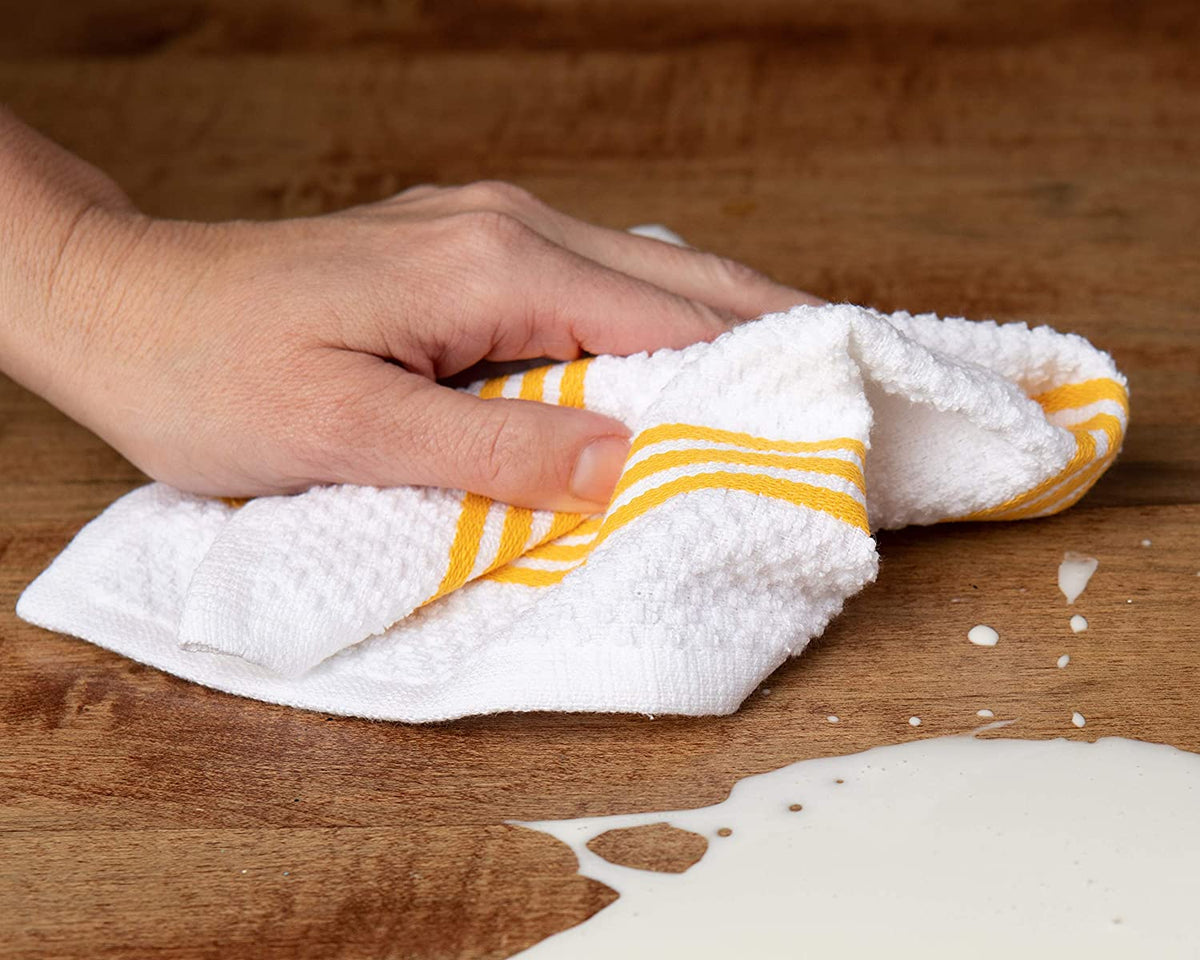 Sticky Toffee Cotton Terry Kitchen Dishcloth, Striped, 8 Pack, 12" x 12"