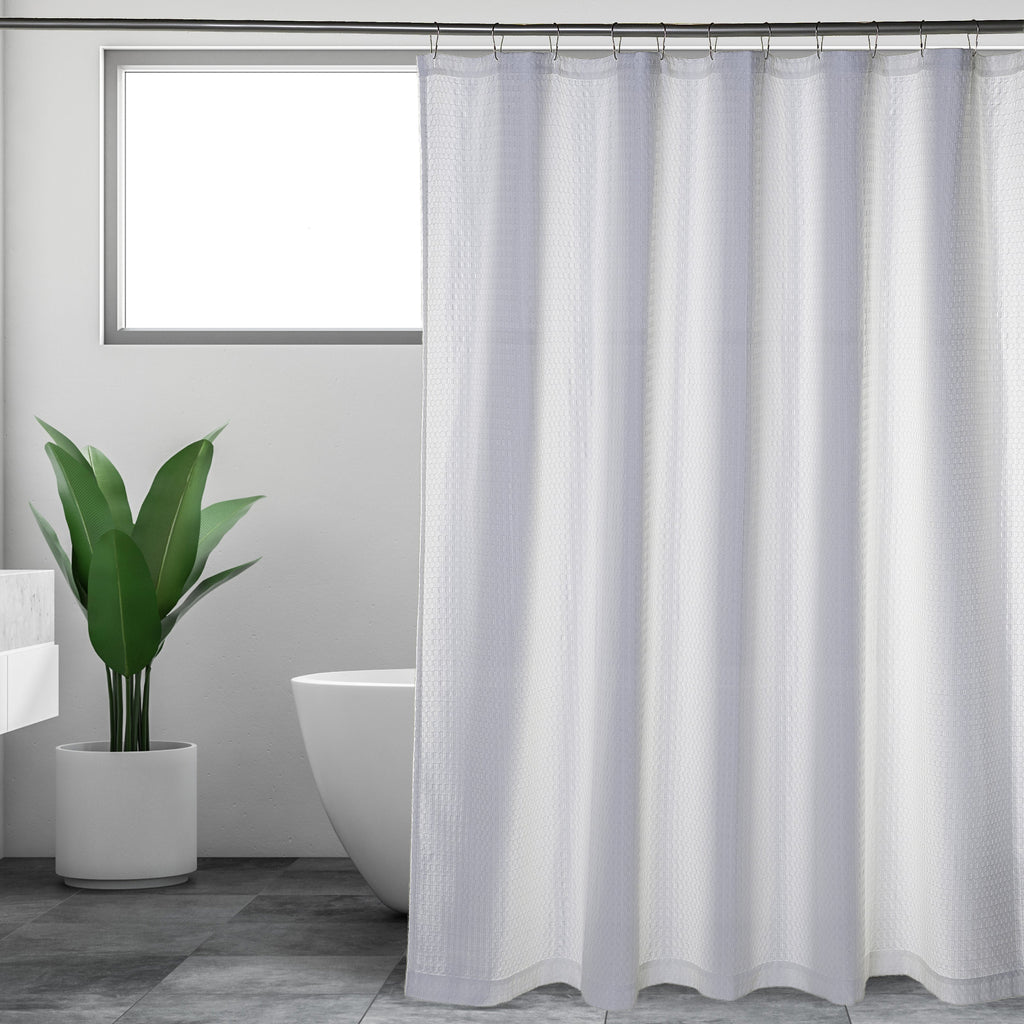 Sticky Toffee Woven Waffle Weave Fabric Shower Curtain, 72" x 72"