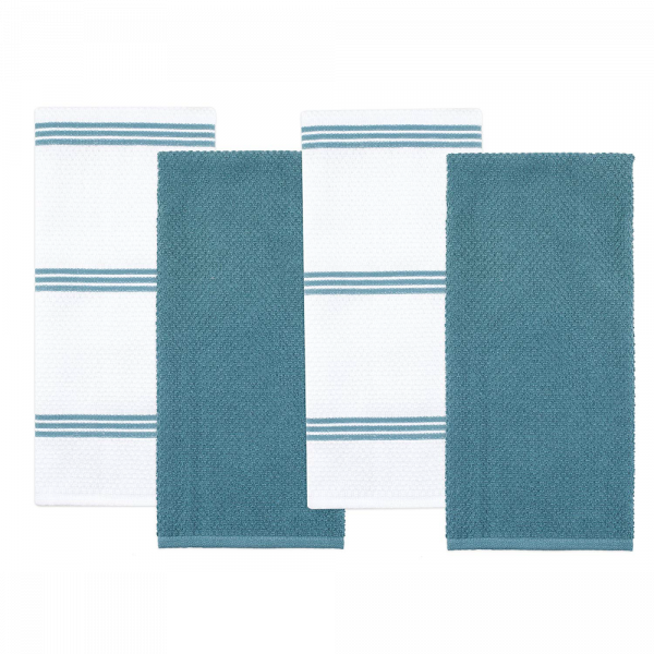 Sticky Toffee Cotton Terry Kitchen Dish Towel, Striped, 4 Pack, 28" x 16"
