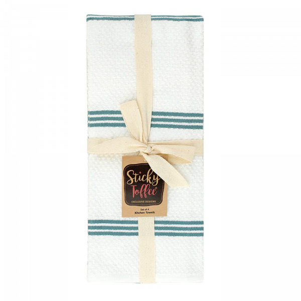 Sticky Toffee Cotton Terry Kitchen Dish Towel, Striped, 4 Pack, 28" x 16"