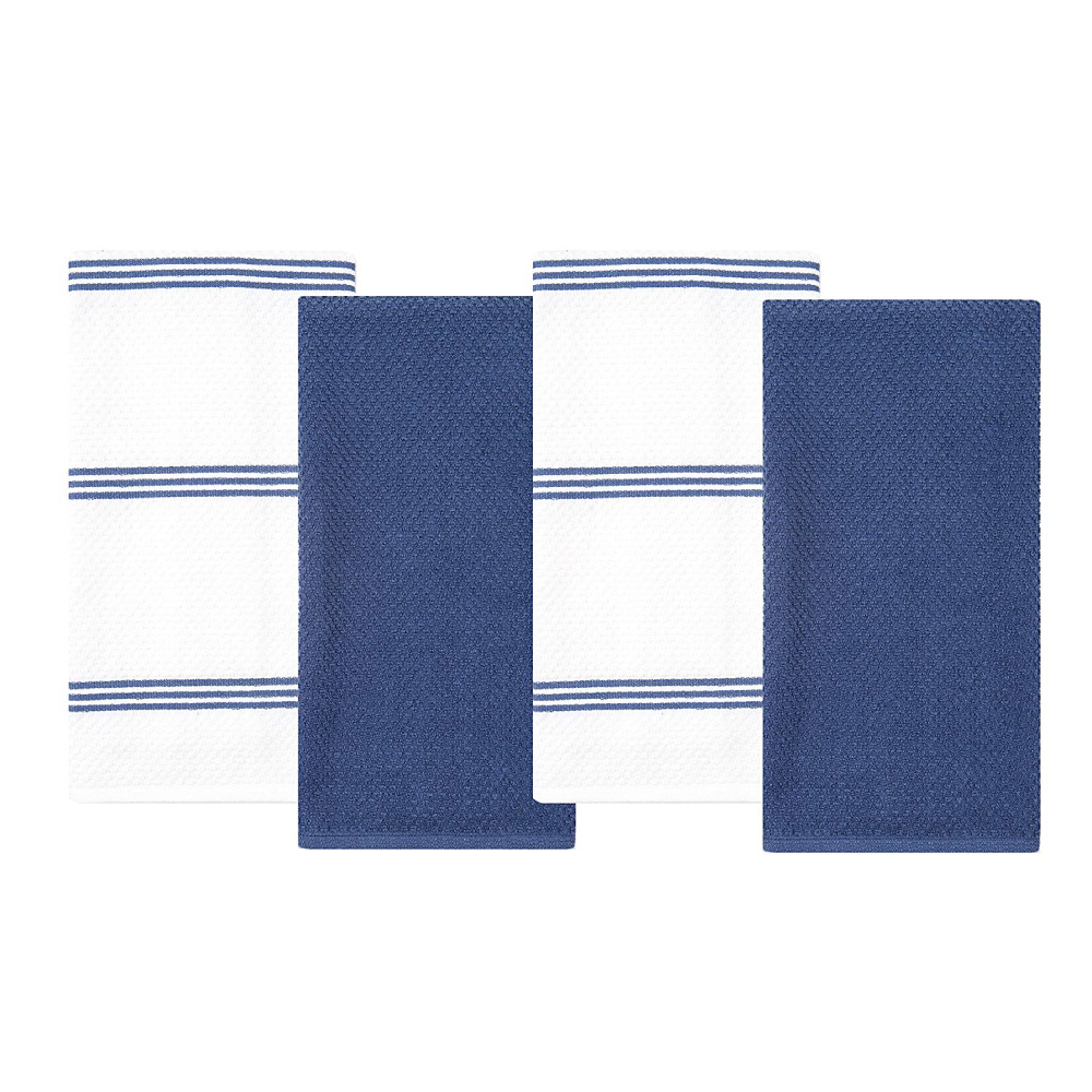 Sticky Toffee Cotton Terry Kitchen Dish Towel, Striped, 4 Pack, 28" x 16"