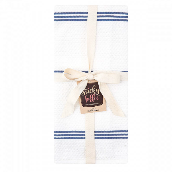 Sticky Toffee Cotton Terry Kitchen Dish Towel, Striped, 4 Pack, 28" x 16"