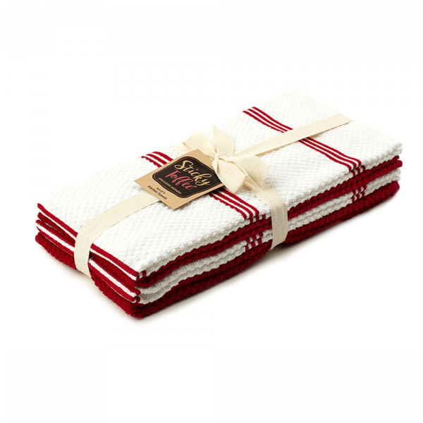 Sticky Toffee Cotton Terry Kitchen Dish Towel, Striped, 4 Pack, 28" x 16"