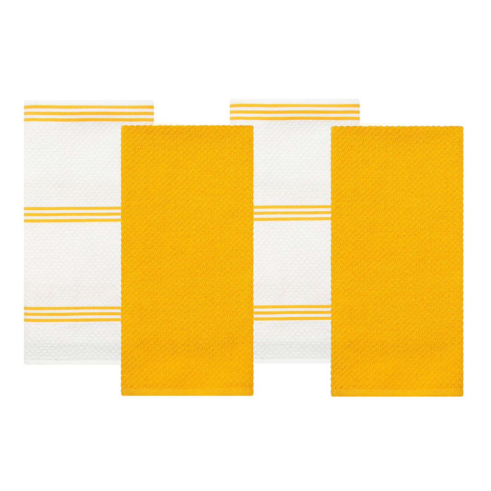 Sticky Toffee Cotton Terry Kitchen Dish Towel, Striped, 4 Pack, 28" x 16"