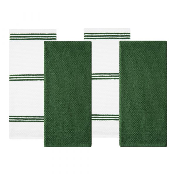 Sticky Toffee Cotton Terry Kitchen Dish Towel, Striped, 4 Pack, 28" x 16"