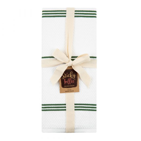 Sticky Toffee Cotton Terry Kitchen Dish Towel, Striped, 4 Pack, 28" x 16"