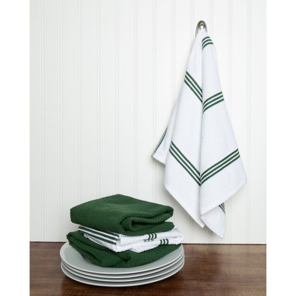 Sticky Toffee Cotton Terry Kitchen Dish Towel, Striped, 4 Pack, 28" x 16"