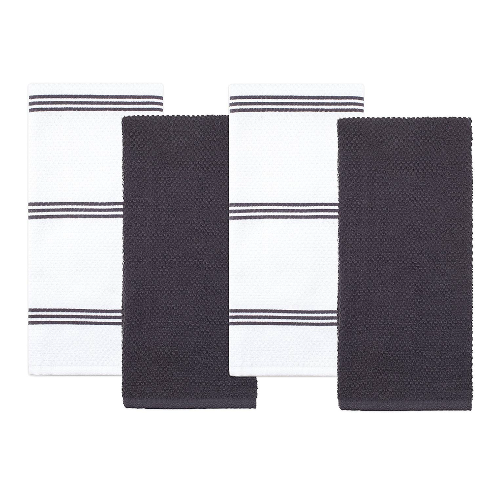 Sticky Toffee Cotton Terry Kitchen Dish Towel, Striped, 4 Pack, 28" x 16"